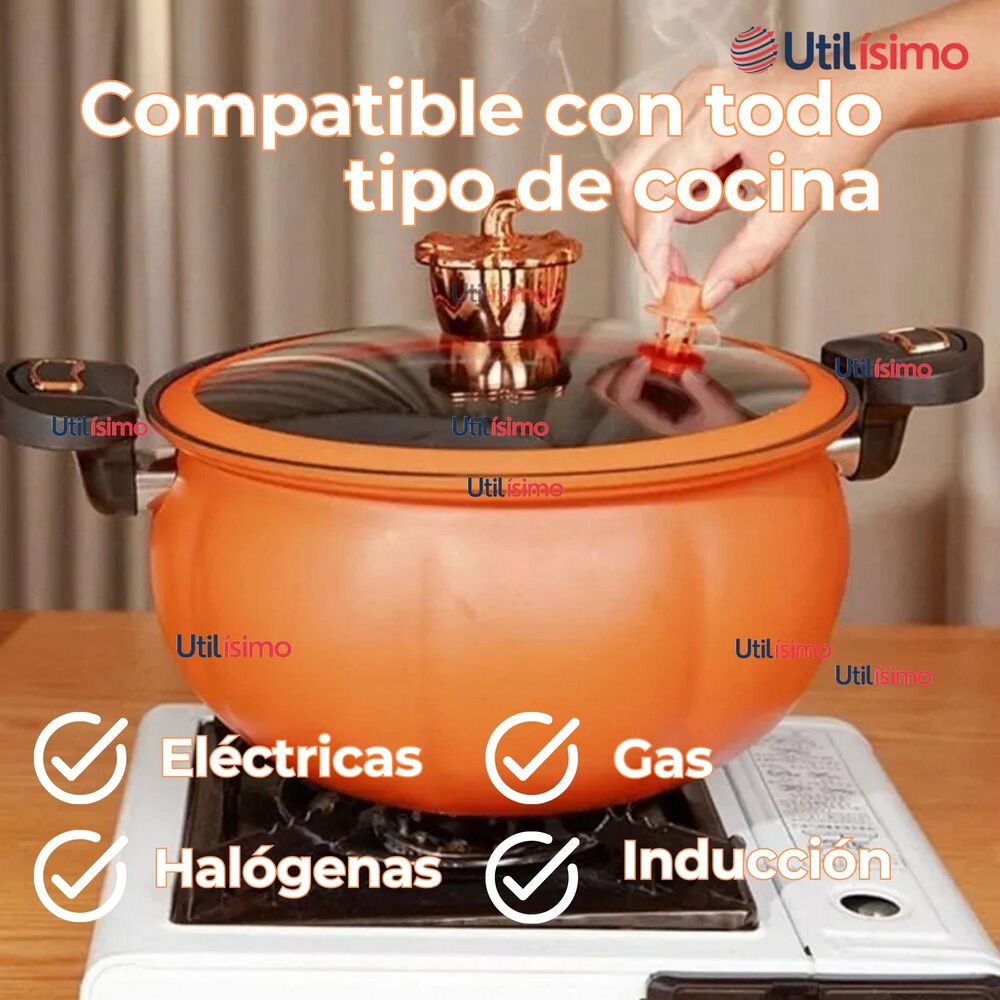 Olla De Micro Presión De Calabaza Antiadherente 7 Litro Color Naranja image number 7.0