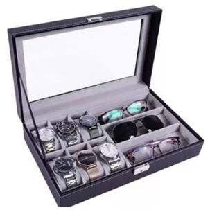 Organizador Estuche Caja 6 Relojes 3 Lentes Exhibidor