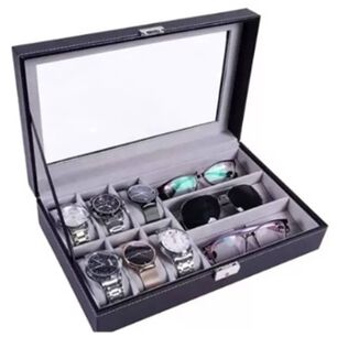 Organizador Estuche Caja 6 Relojes 3 Lentes Exhibidor