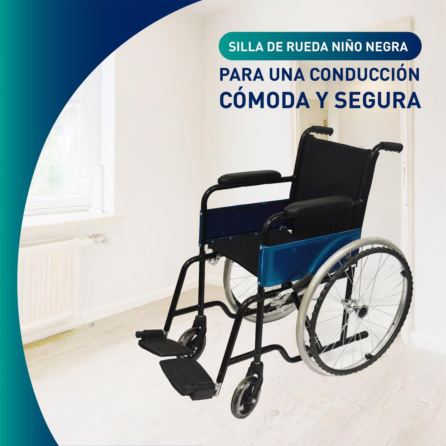Silla De Ruedas Pediatrica Ni&ntilde;o | Negra image number 3.0
