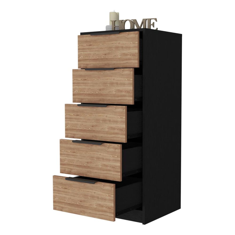 Comoda 5 Cajones Fm-002n - Negro image number 2.0