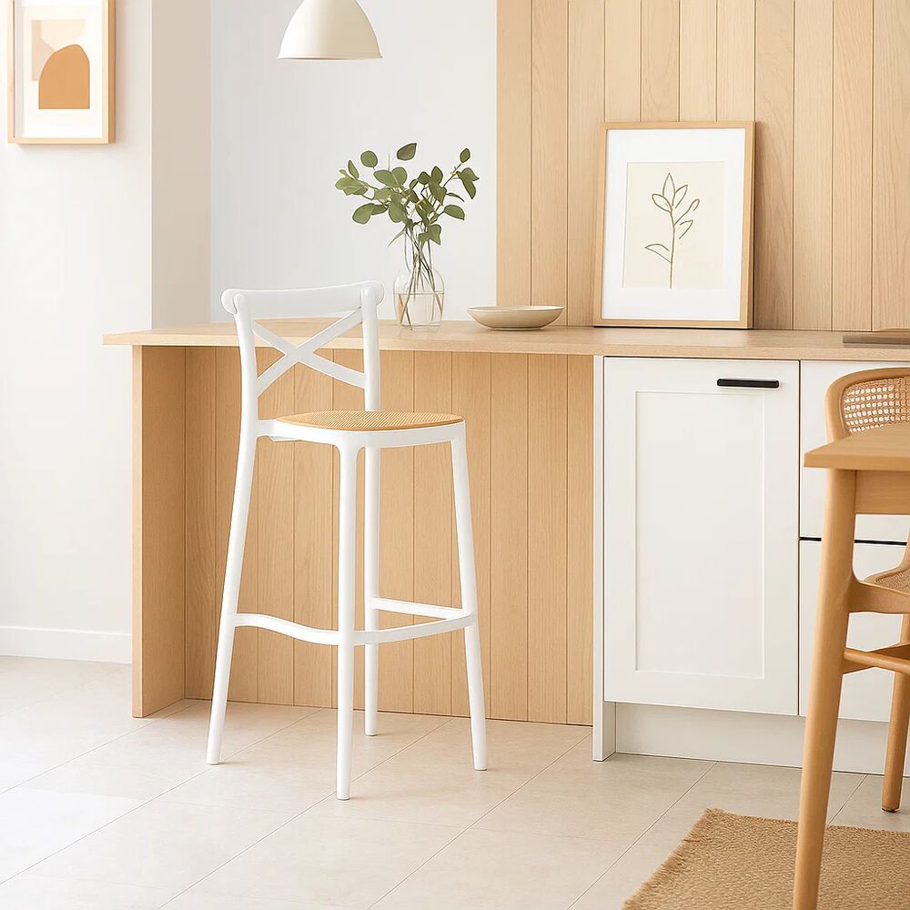 Taburete Crossback Danubio Piso De Bar O Terraza Exterior - Blanco image number 2.0