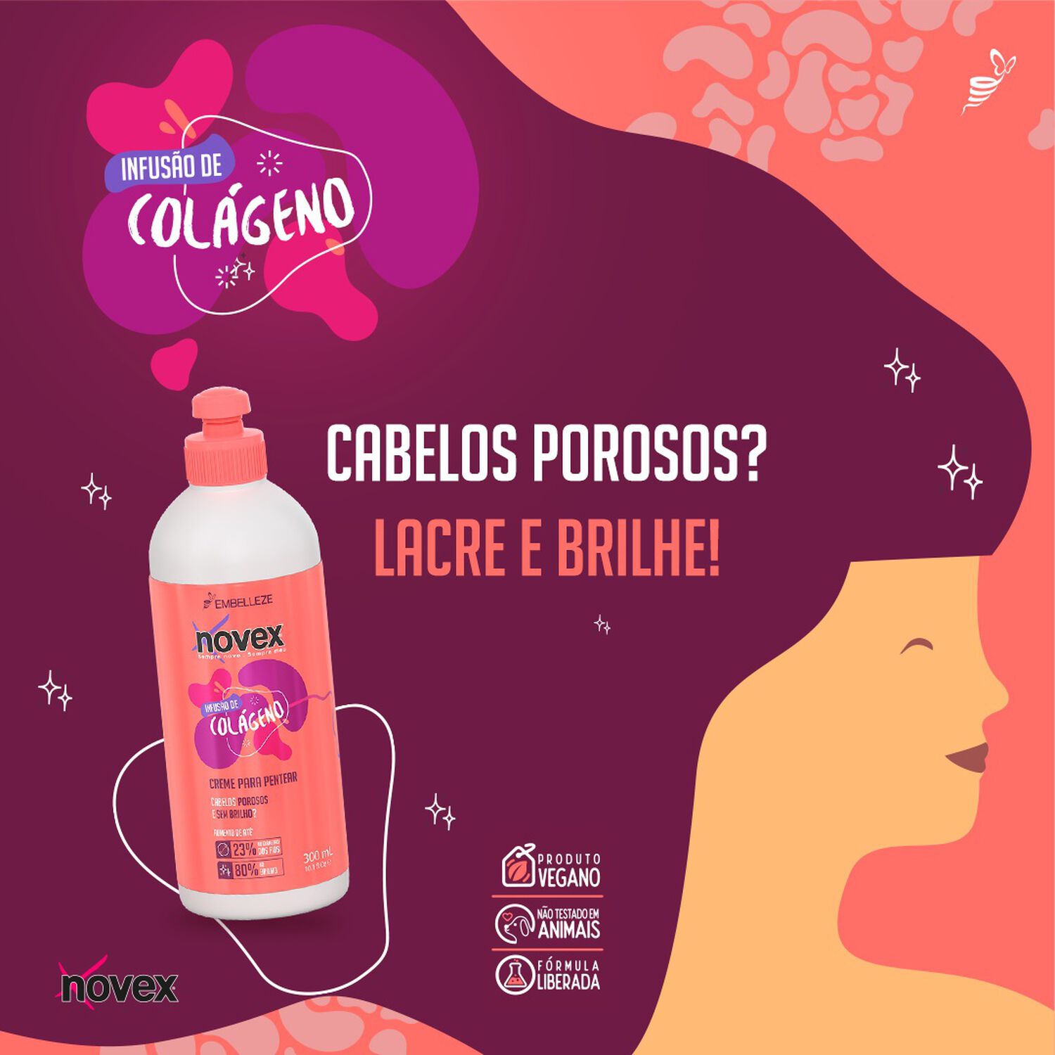 Crema Para Peinar Infusao De Colageno Novex 300ml image number 2.0