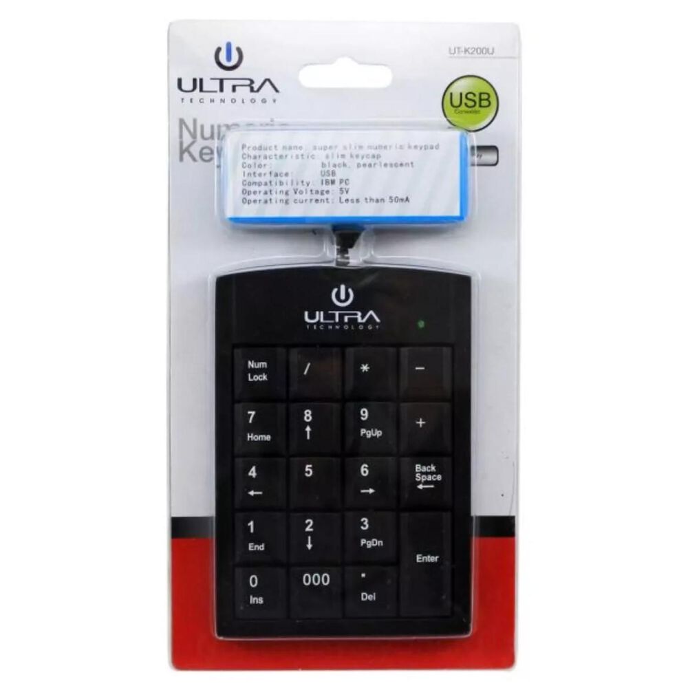 Teclado Numerico Slim Usb Cable Retractil Negro K200 image number 2.0