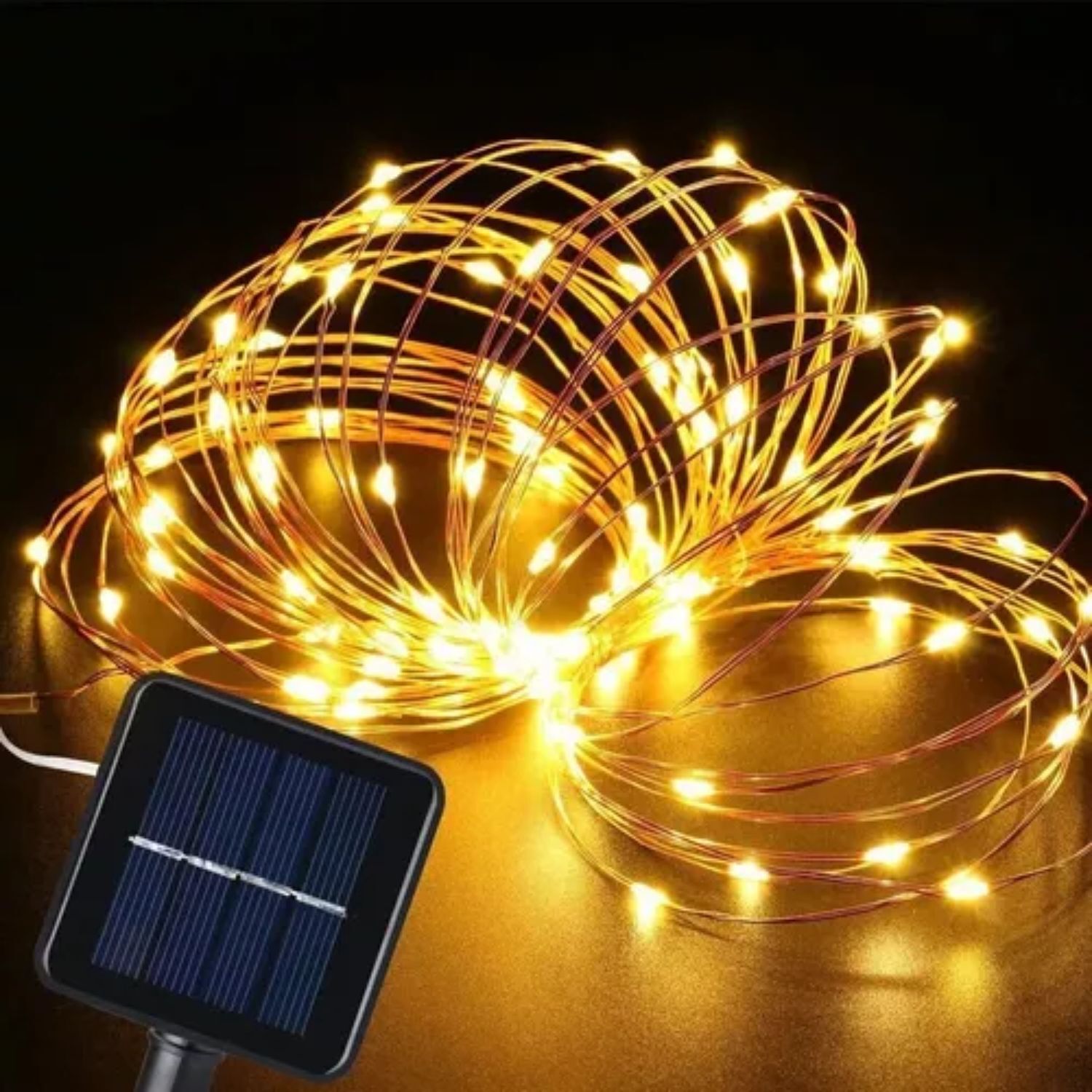 Luz Hada Carga Solar 100 Led Luz C&aacute;lida 12 Metros Navide&ntilde;o image number 1.0