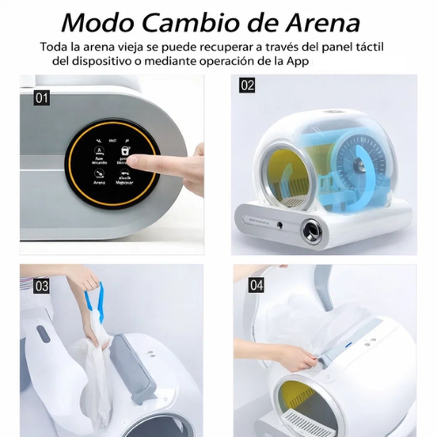 Caja Arena Autolimpiante Para Gatos Con Control De Olores image number 4.0