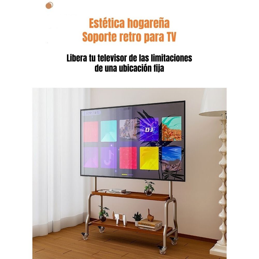 Soporte Tv Rack Pedestal 40&rdquo;-75&rdquo; Ruedas Doble Almacenamiento image number 2.0