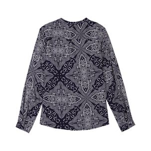 Blusa Estampada Bolsillo Delantero Manga Larga Cuello Maho Mujer Geeps