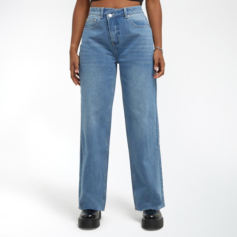 Jeans Pretina Cruzada Wide Leg Mujer Rolly Go image number 0.0