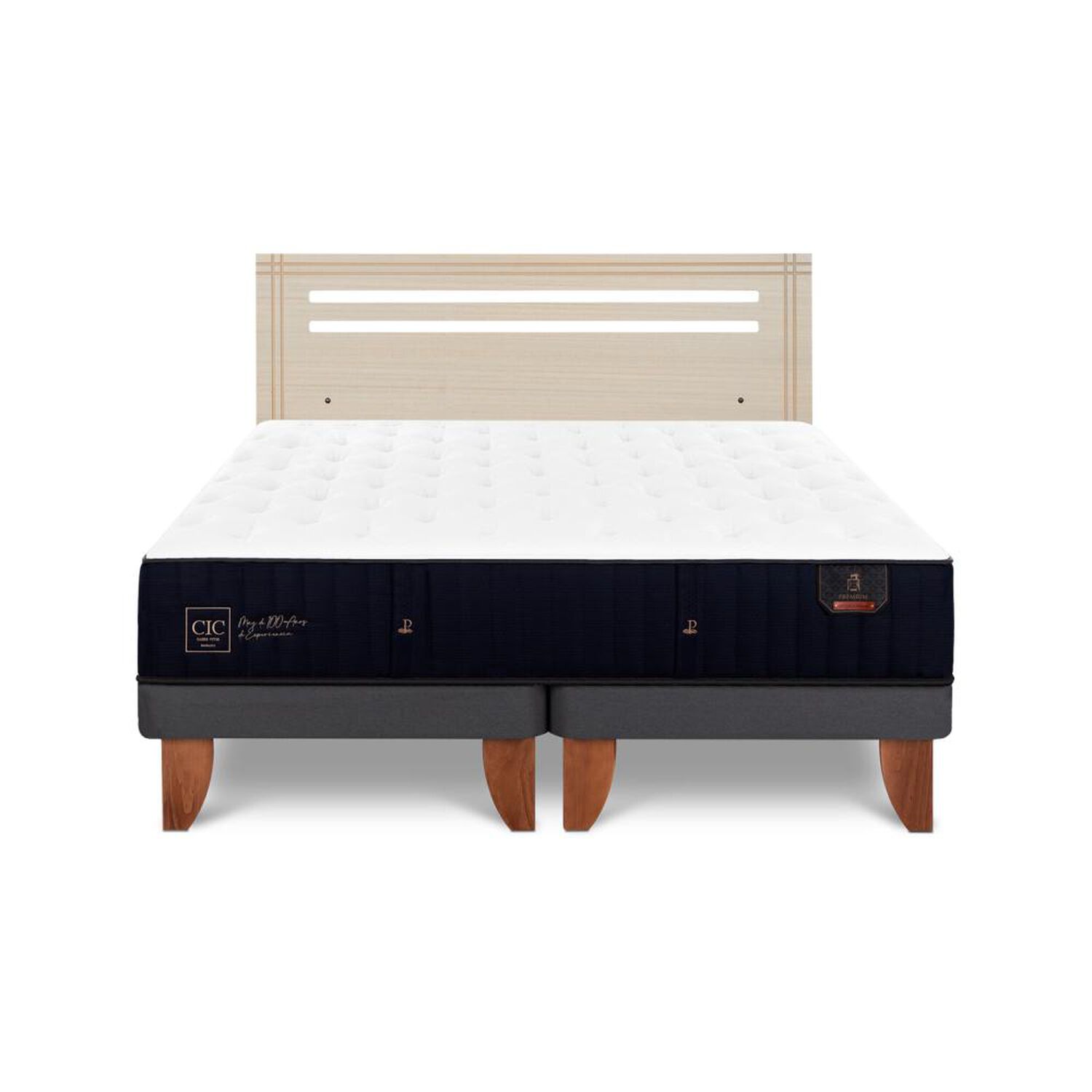 Cama Europea Cic Linea Premium / 2 Plazas / Base Dividida + Respaldo image number 0.0