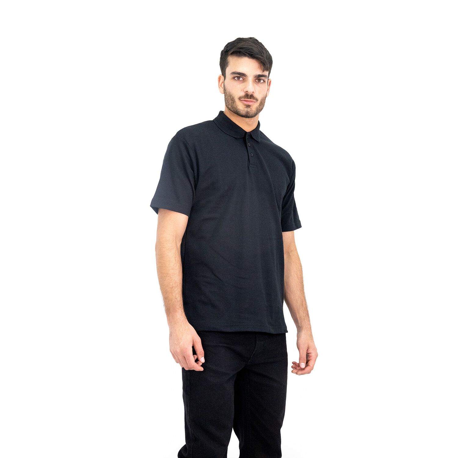 Polera Pique Quebec Manga Corta Negro Hombre image number 3.0