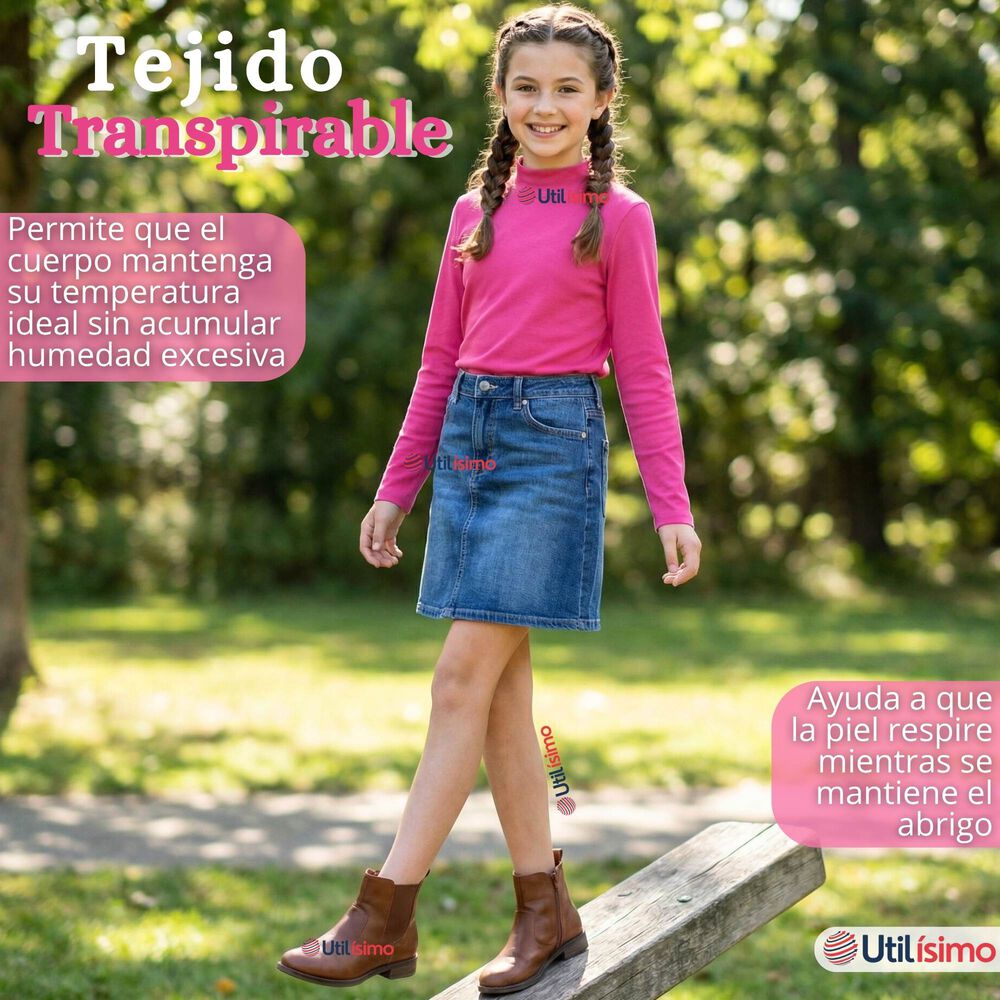 Polera Camiseta Polar Fucsia Primera Capa Cuello Beatle Manga Larga Ni&ntilde;a image number 8.0