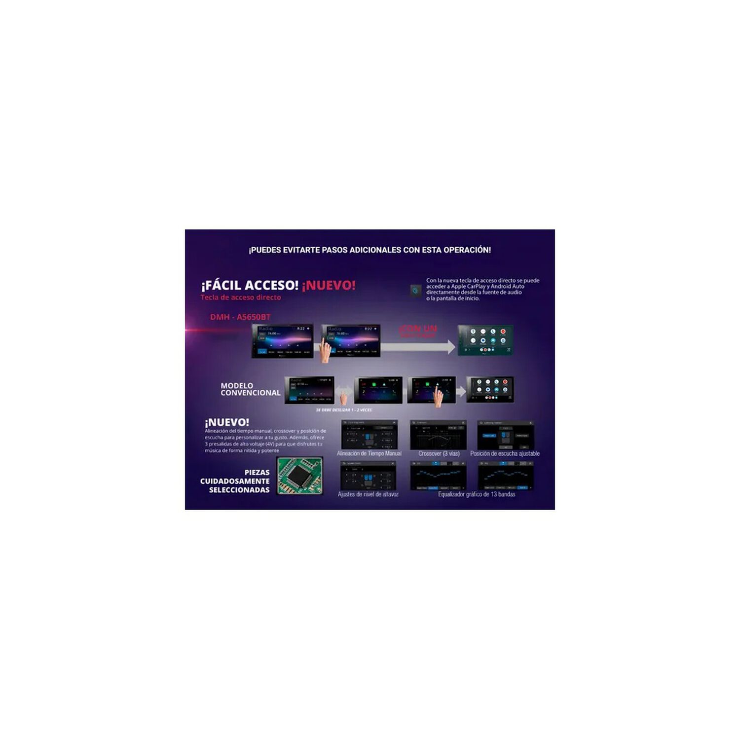 Radio Pioneer Dmh-a5650bt Apple Car/android Auto Inal&aacute;mbrico Negro image number 4.0