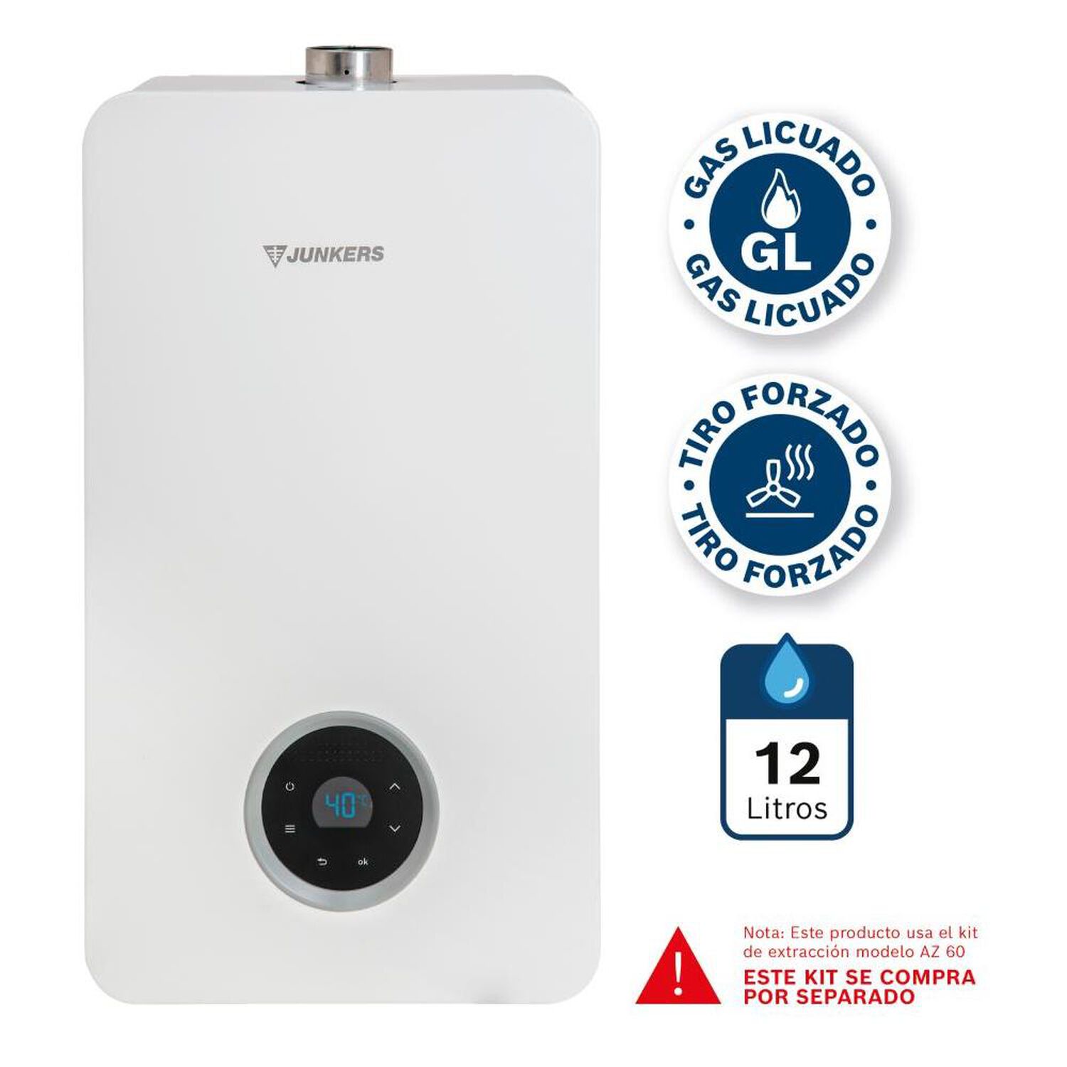 Calefont Junkers Hydrowind Plus / Tiro Forzado / Gas Licuado  / 12 Litros image number 1.0