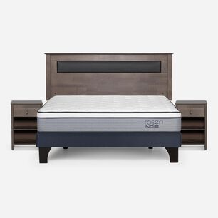 Cama Europea Rosen Indie / 2 Plazas / Base Normal  + Set Maderas Ferrara Gris