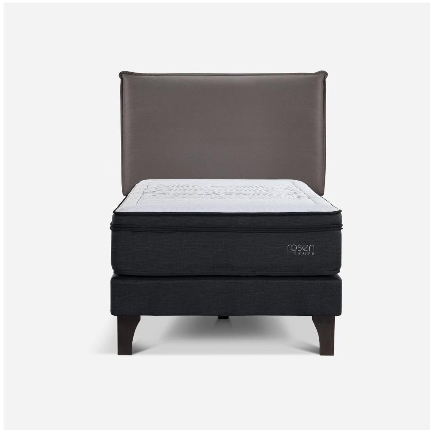Cama Europea Rosen Tempo / 1.5 Plazas / Base Normal  + Respaldo Maurice Chocolate image number 0.0