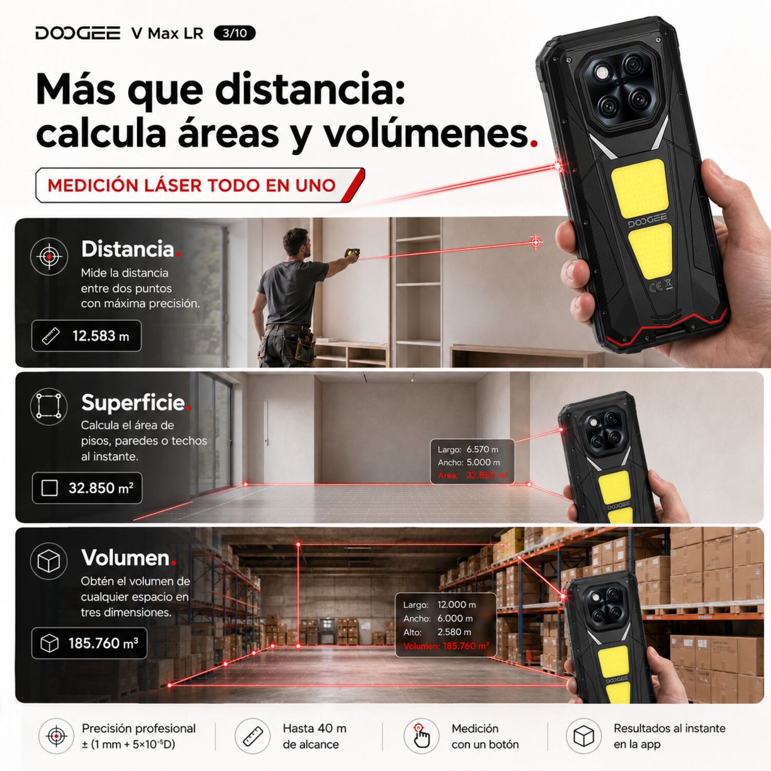 Celular Rugged Doogee V Max Lr 5g L&aacute;ser 40m 512gb 36gb Ram image number 2.0