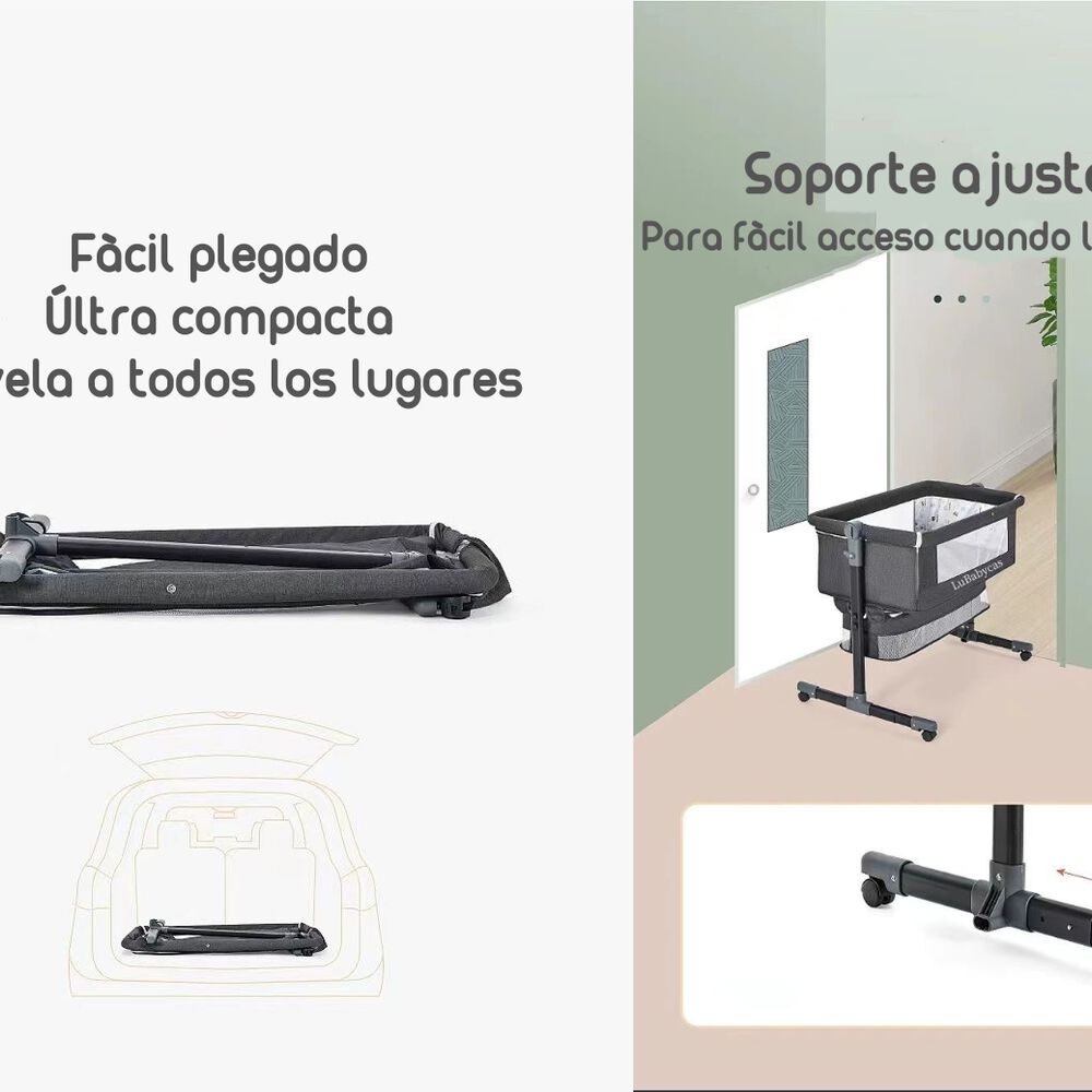 Cuna Colecho Con Mudador Y Accesorios Lubabycas Gris image number 3.0