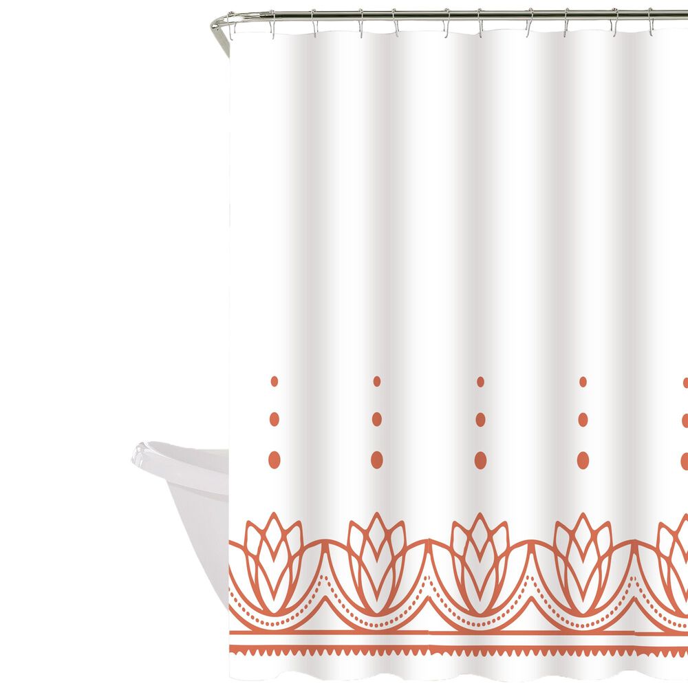 Cortina De Ba&ntilde;o 180x180 Impermeable + 12 Ganchos Loto Coral image number 0.0
