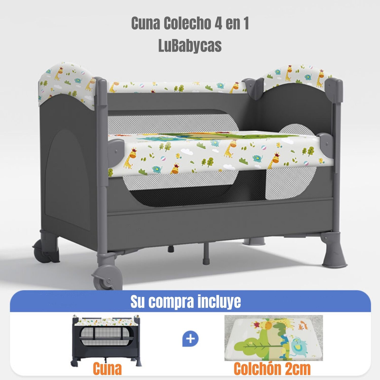 Cuna Colecho Corral 3 En 1 Lubabycas Jirafa image number 1.0