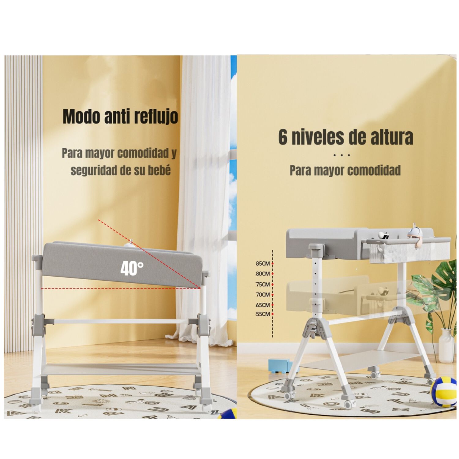 Mudador De Pa&ntilde;ales Plegable 3 En 1 Lubabycas Gris image number 4.0