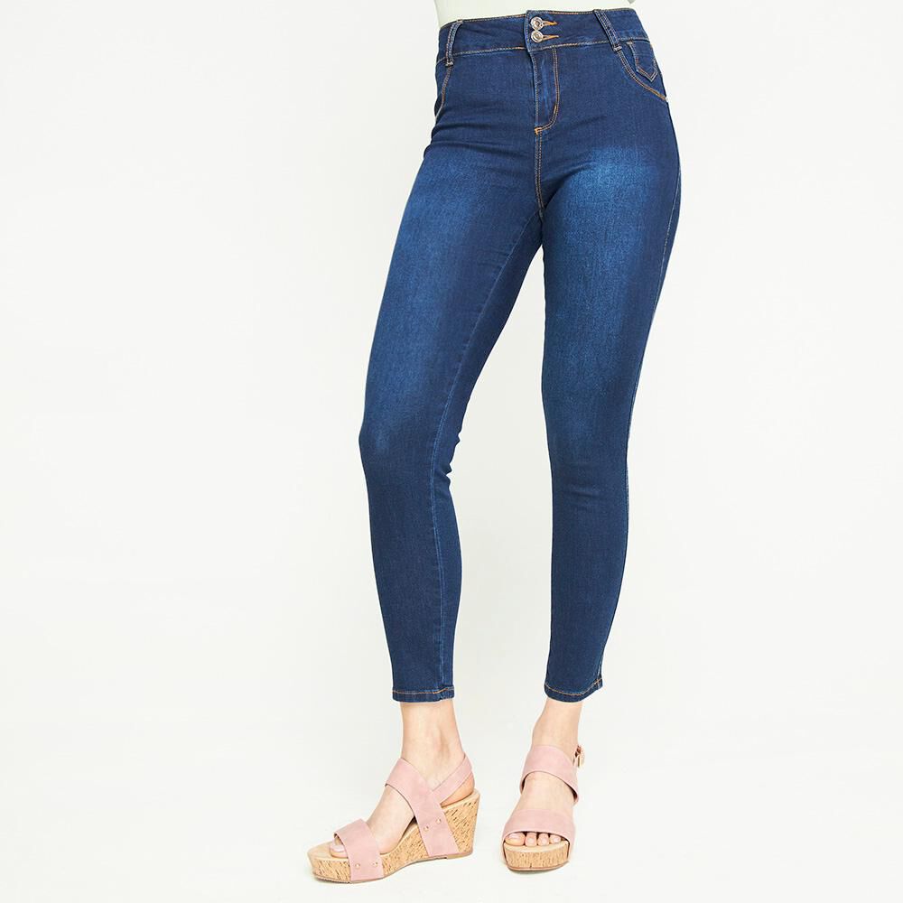 Jeans Pretina Ancha Botones Tiro Alto Skinny Mujer Kimera en Oferta | Hites .com