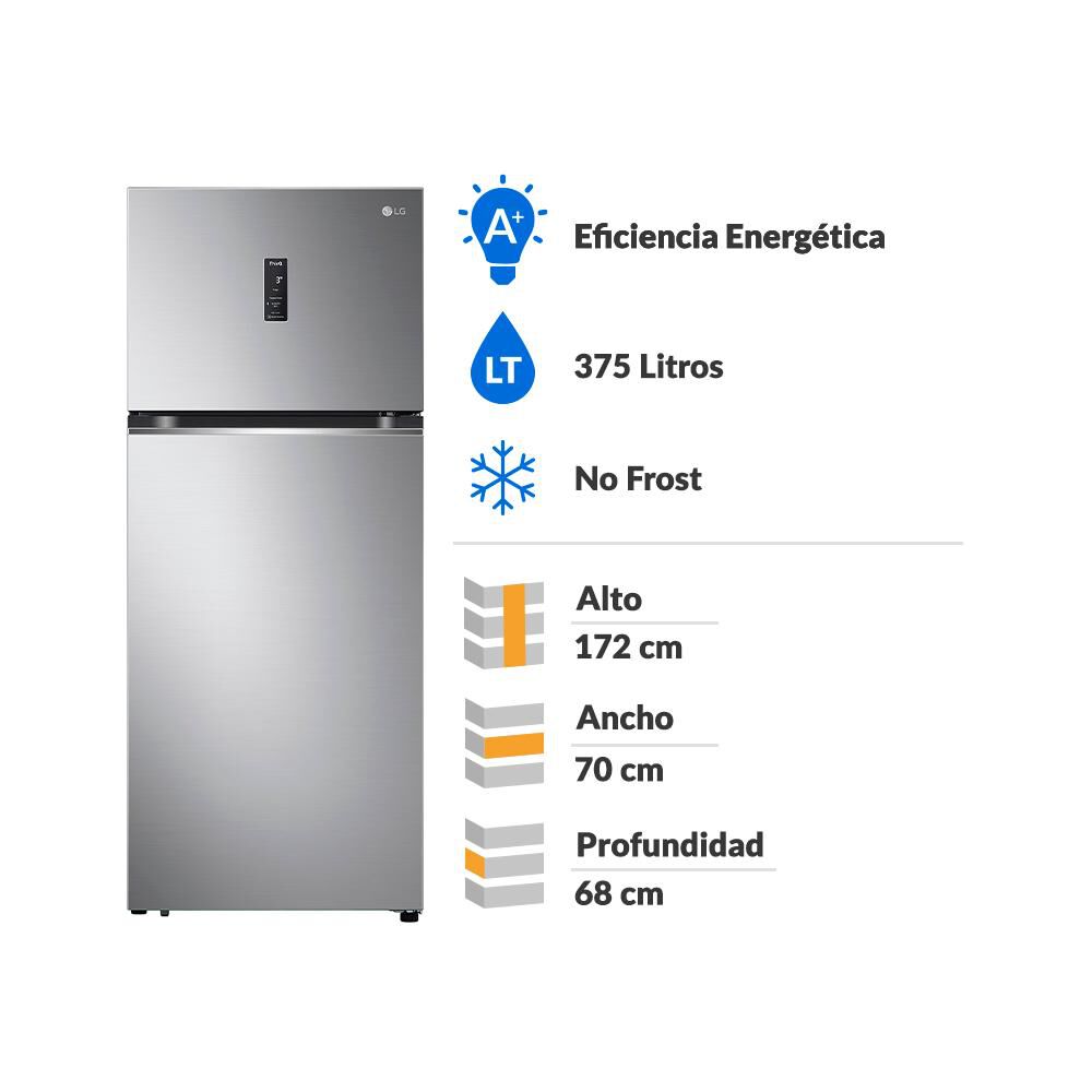 Refrigerador Top Freezer LG VT38MPP / No Frost / 375 Litros / A+ image number 1.0
