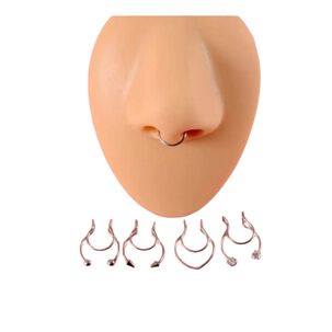 Set 5un Piercing Falso Argolla Nariz A Presi&oacute;n Sin Perforaci&oacute;n!