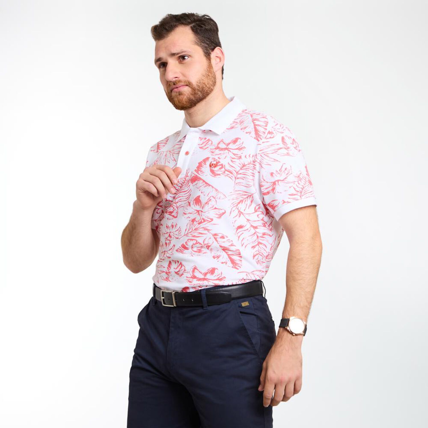 Polera Estampada Manga Corta Cuello Piqu&eacute; Hombre Peroe image number 2.0
