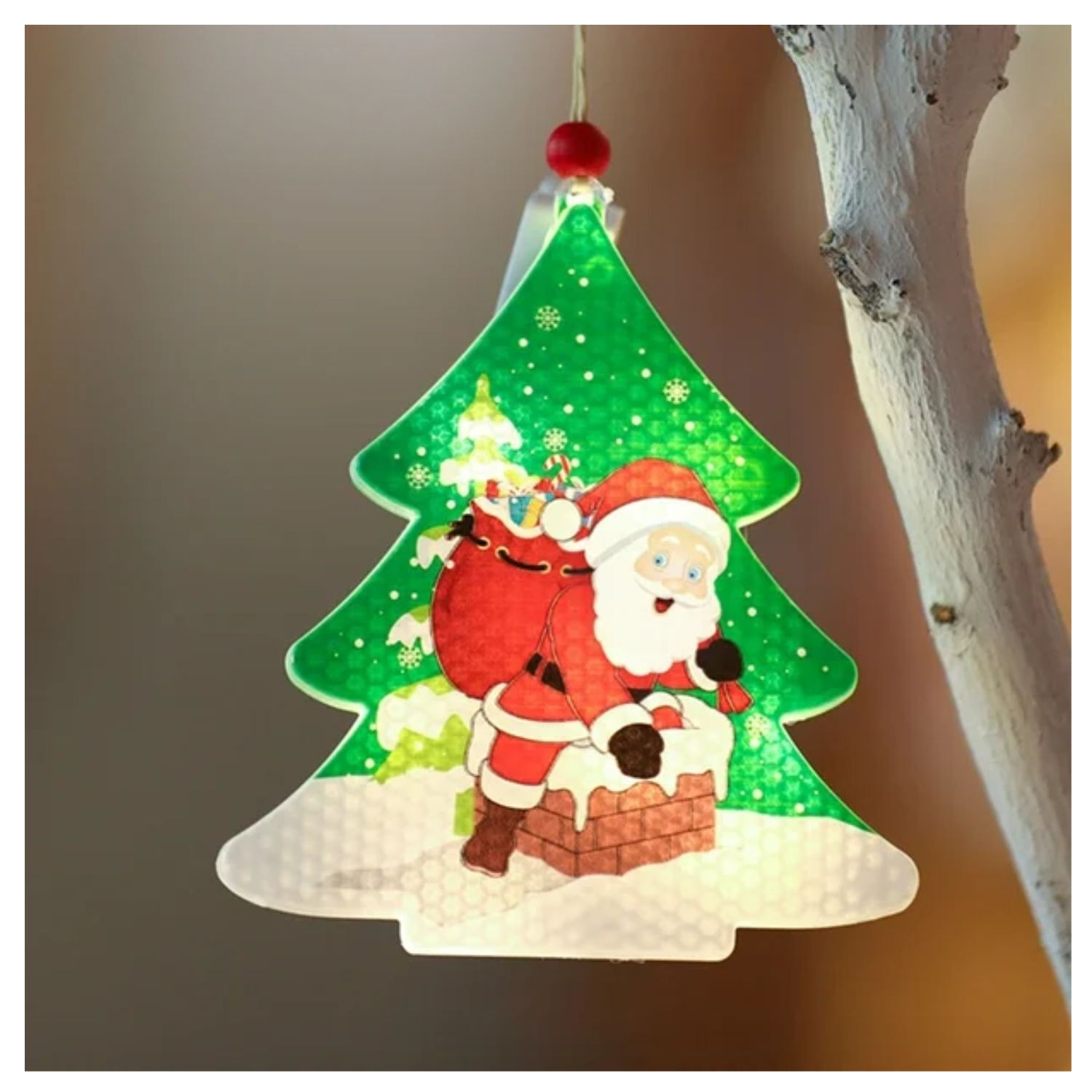 L&aacute;mpara Led Ventosa Pilas Forma Arbol Papa Noel Decoraci&oacute;n image number 0.0