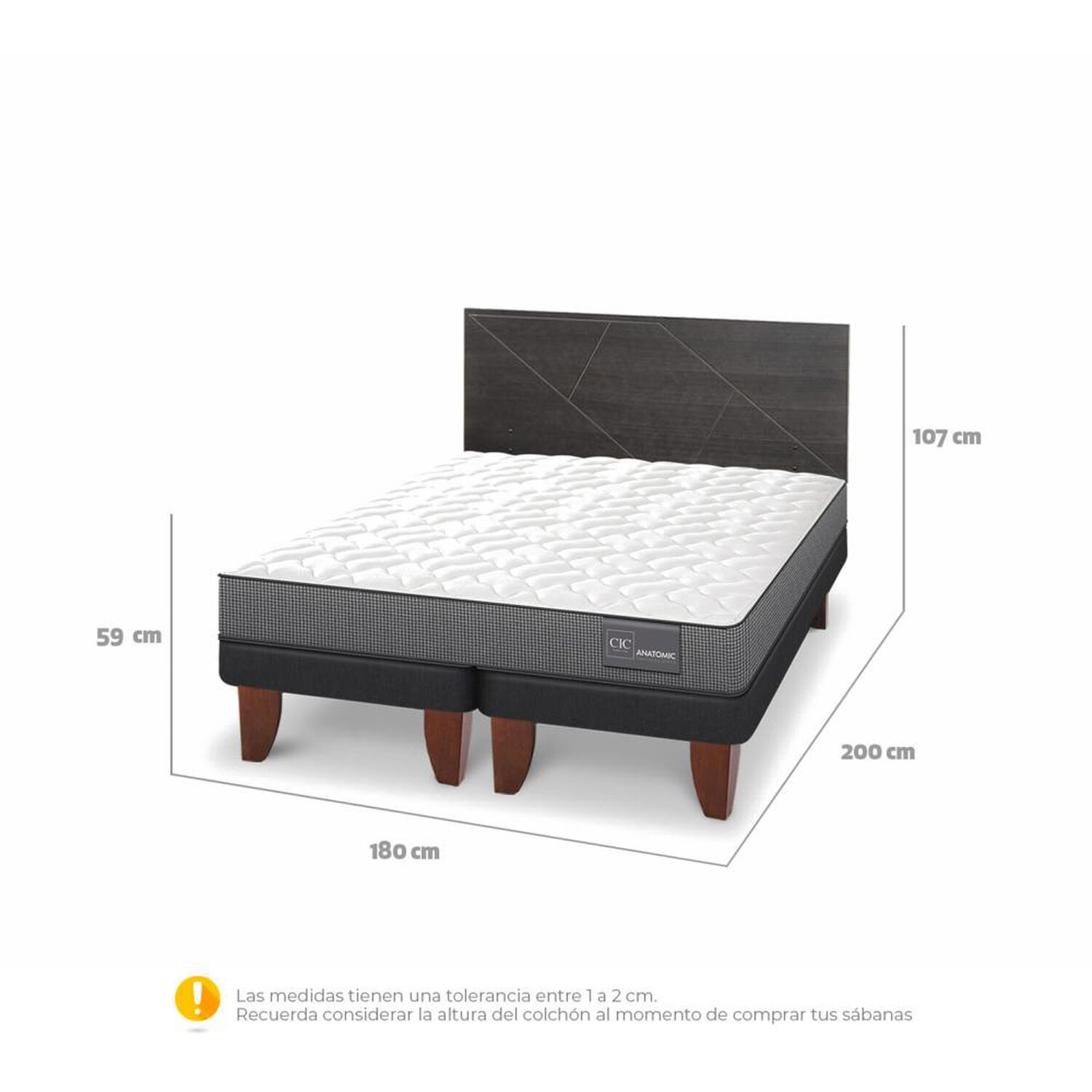 Cama Europea Cic Anatomic / King / Base Dividida + Respaldo image number 3.0