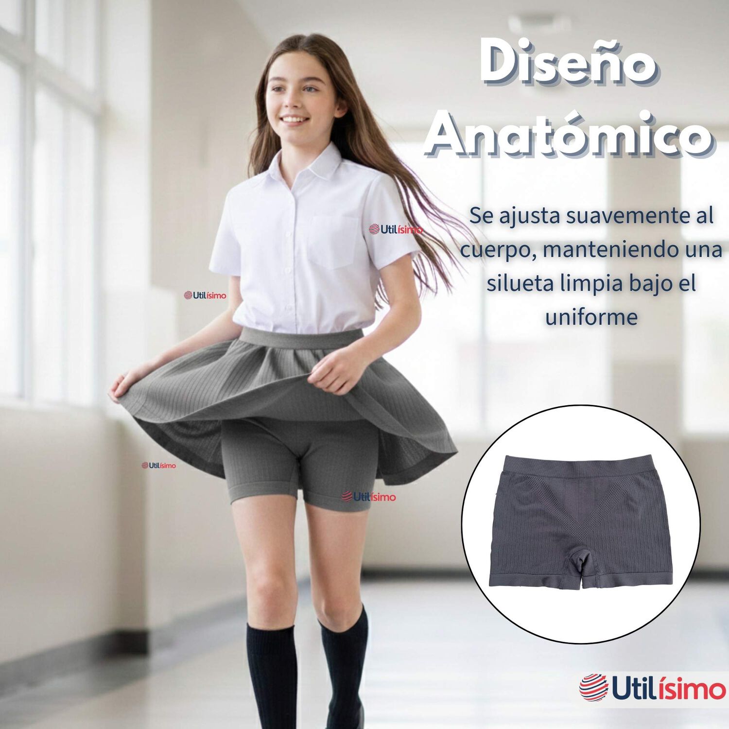 Pack 6 Calzas Cortas Escolar Pata Deportivas Juvenil Color Gris image number 5.0