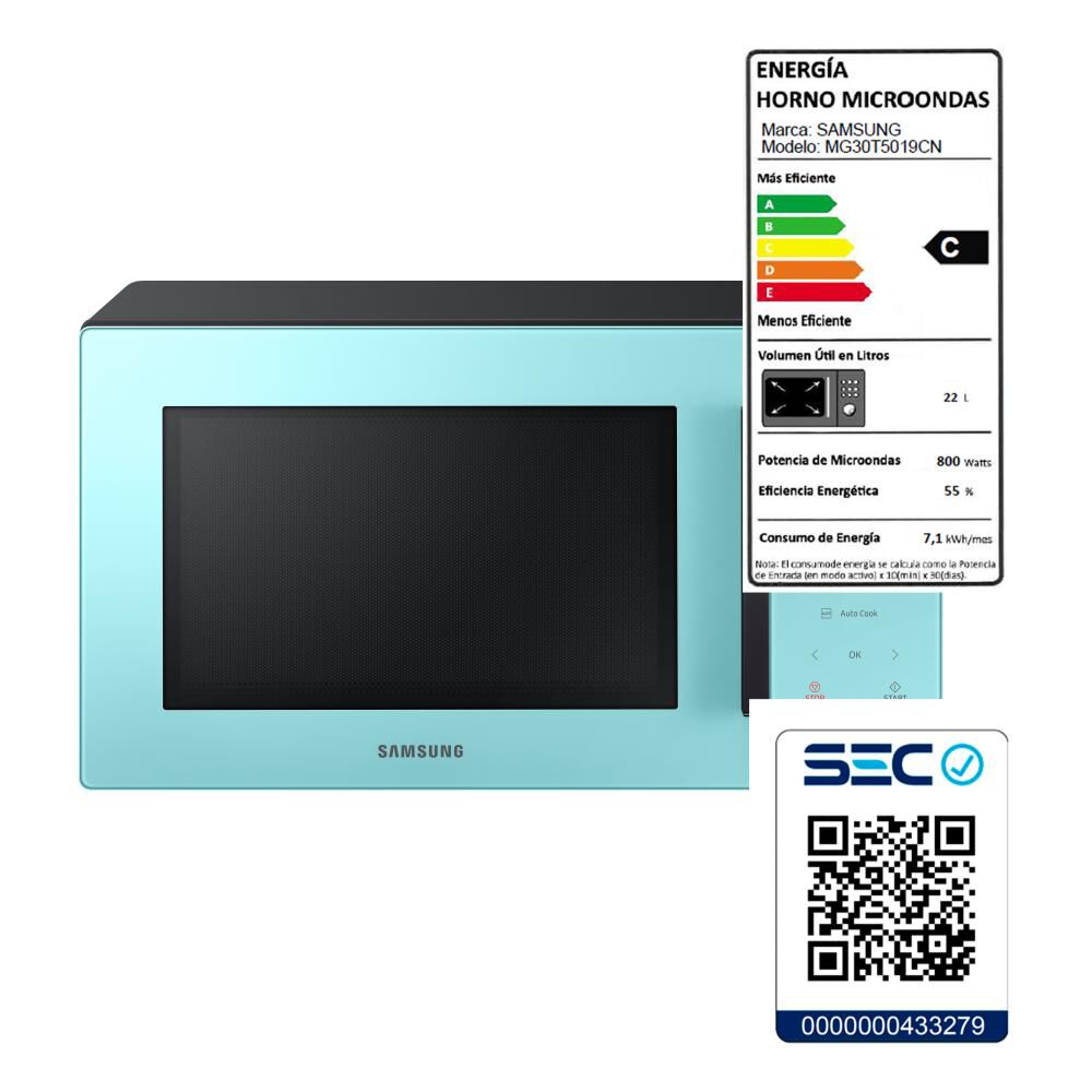 Microondas Samsung MG30T5019CN/ZS / 30 Litros / 800W image number 18.0