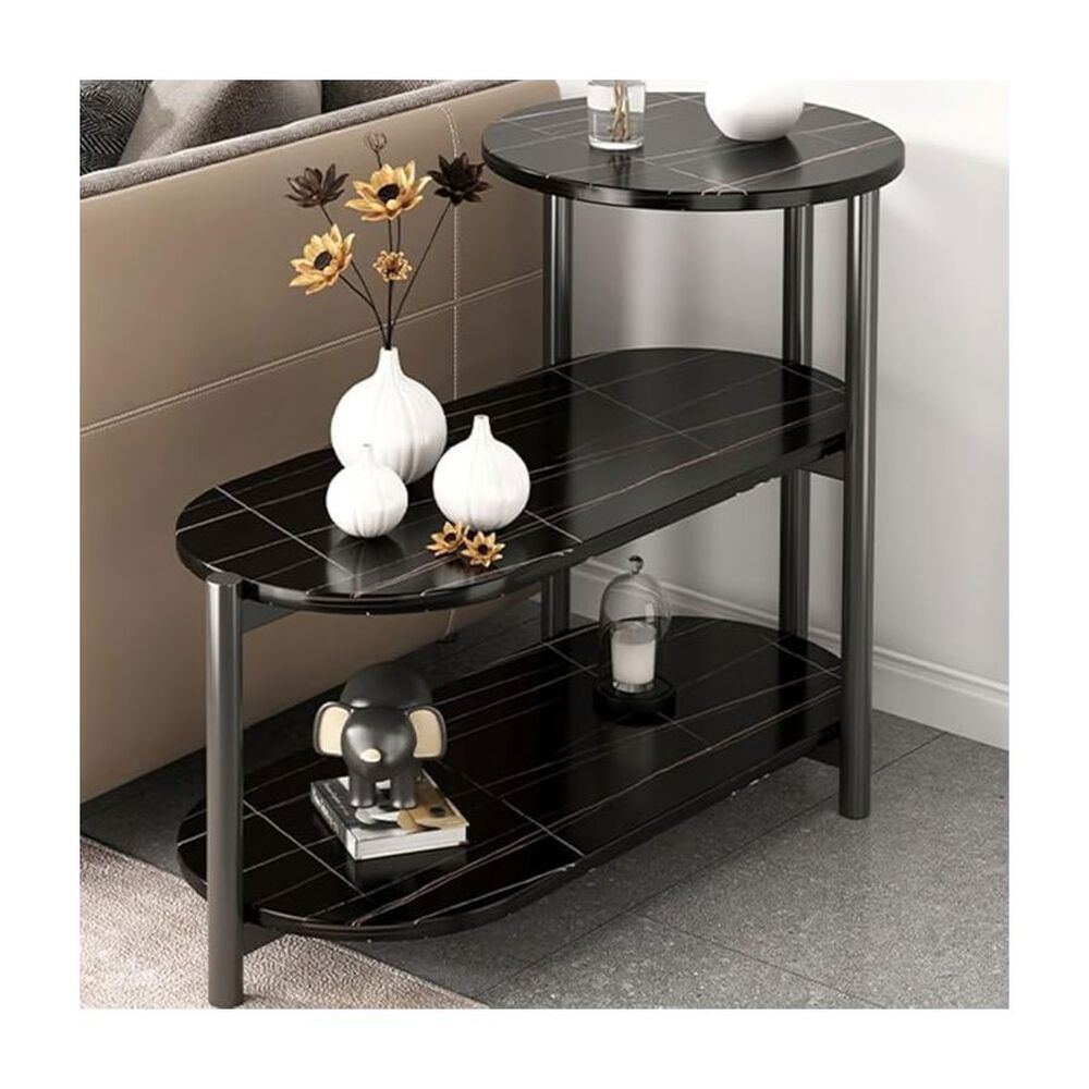 Mesa Auxiliar De Centro Decorativa De 3 Niveles Mesa De Lujo Negro image number 3.0