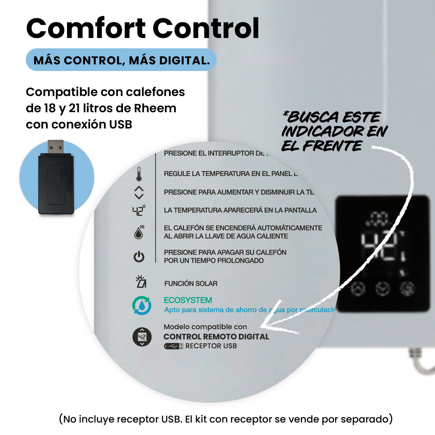 Control De Temperatura Digital Sin Receptor Usb Rheem image number 1.0