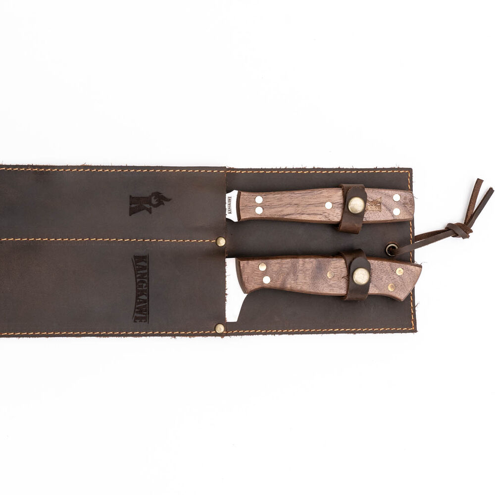 Set Parrillero: Tenedor + Cuchillo Con Funda De Cuero Café image number 2.0