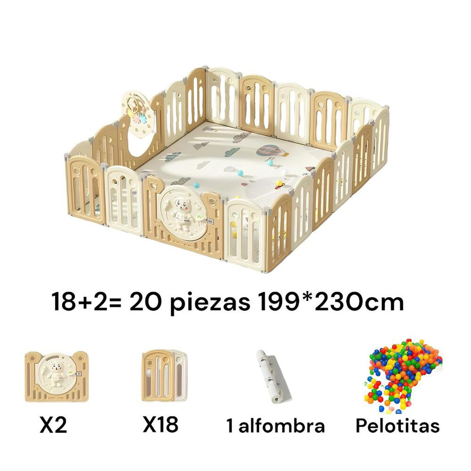 Corral Beb&eacute; 199x230cm Con Accesorios Lubabycas image number 7.0