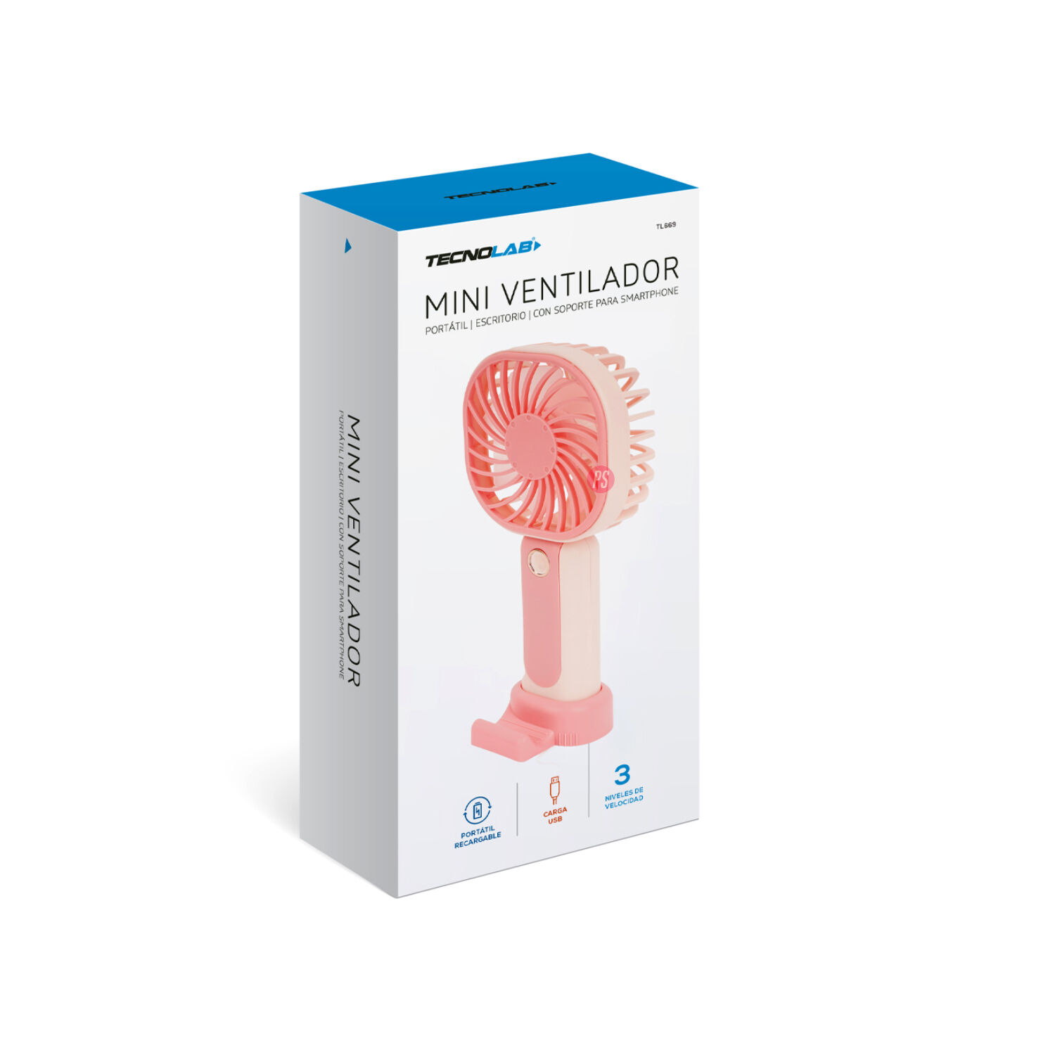 Mini Ventilador De Mano Recargable Con Usb Rosa - Ps image number 3.0