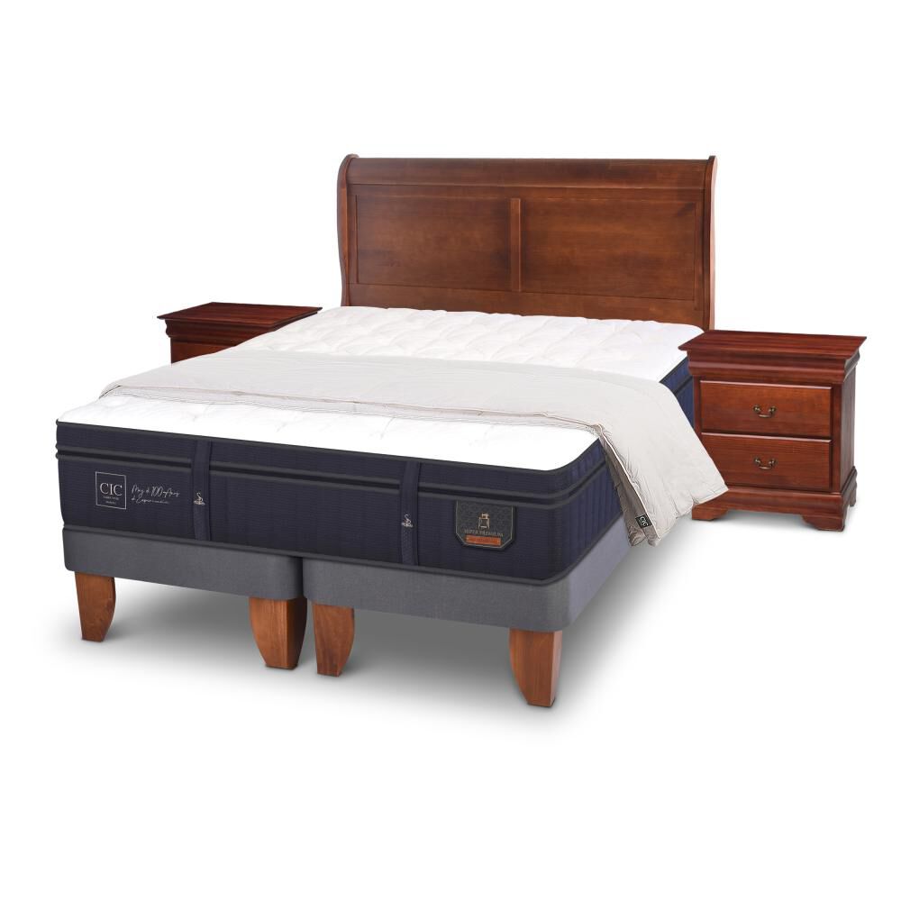 Cama Europea Cic Super Premium / King / Base Dividida + Set De Maderas + Plum&oacute;n image number 3.0