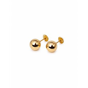 Aros Bolita 10mm N8 Oro 18k Atornillados 2.2gr Regalo Mujer Dorado