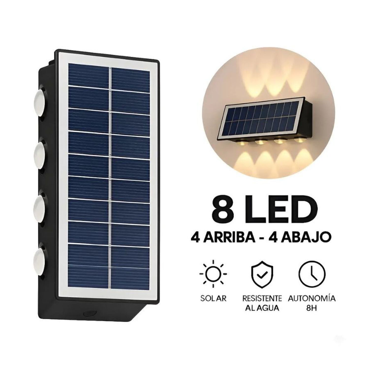 Foco Solar Led Exterior Aplique Pared Jardin Impermeable image number 2.0