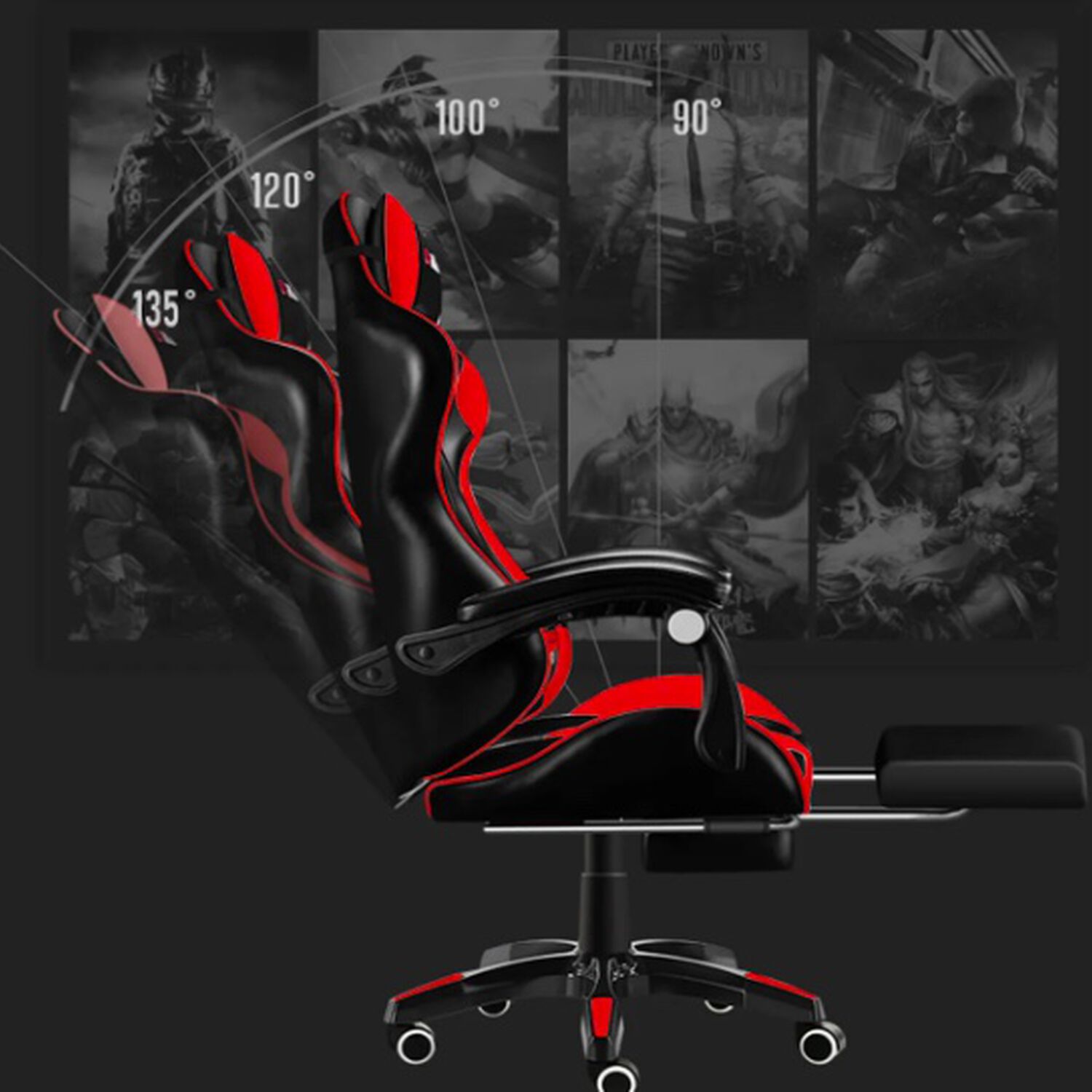 Silla Gamer Ergon&oacute;mica Rojo image number 4.0