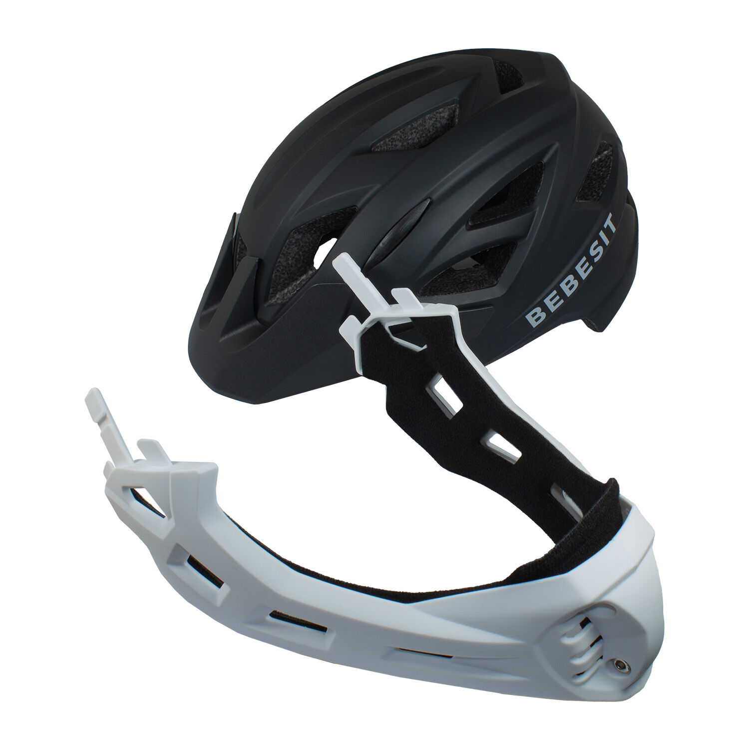 Casco Integral Bici Cross Rejilla Desmontable Blanco Negro image number 4.0