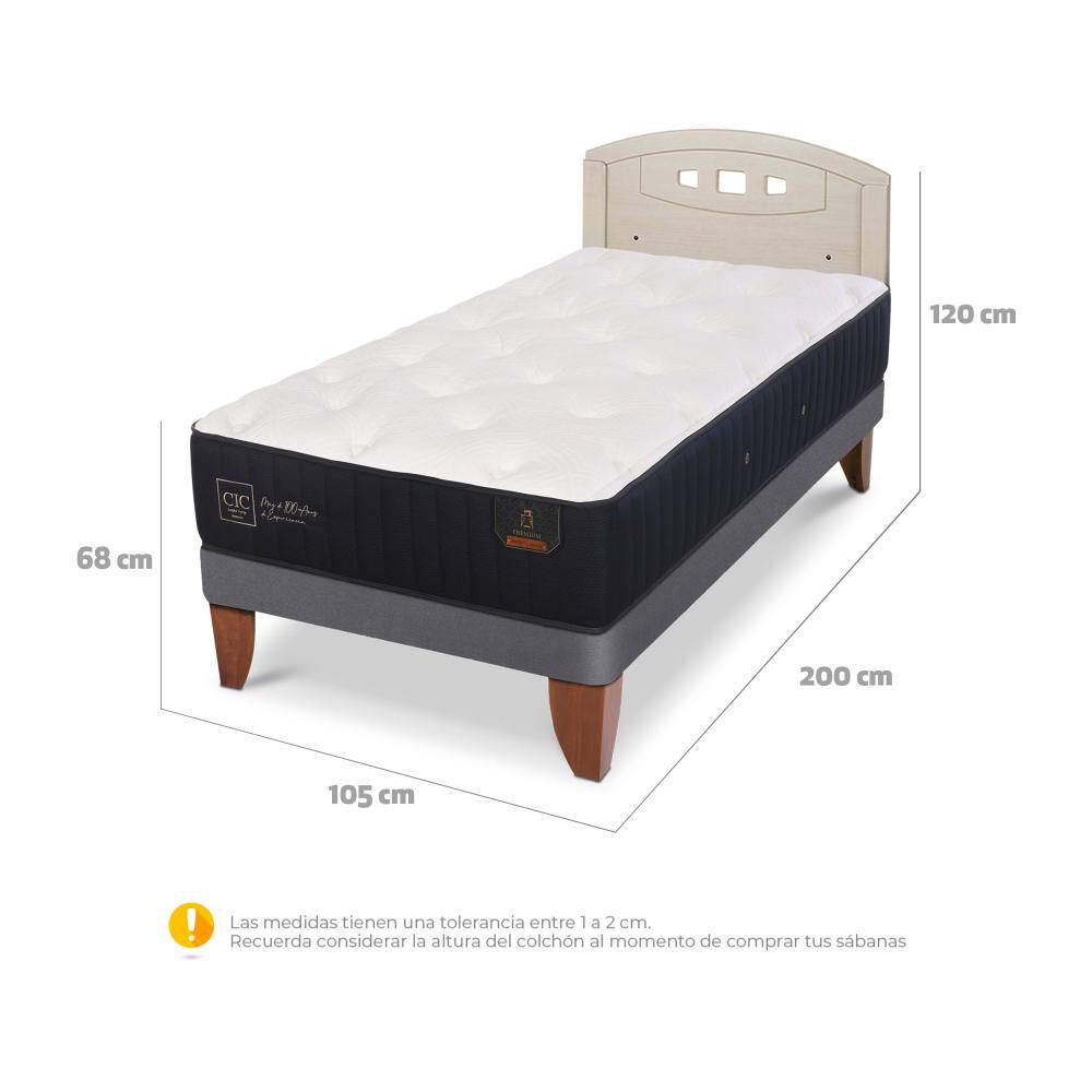Cama Europea Cic Linea Premium / 1.5 Plazas / Base Normal + Respaldo image number 6.0