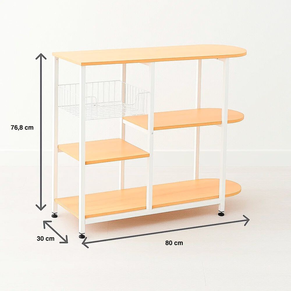 Mesa Lateral Para Cocina De Organizaci&oacute;n 3 Niveles Madera Clara - Blanca image number 3.0