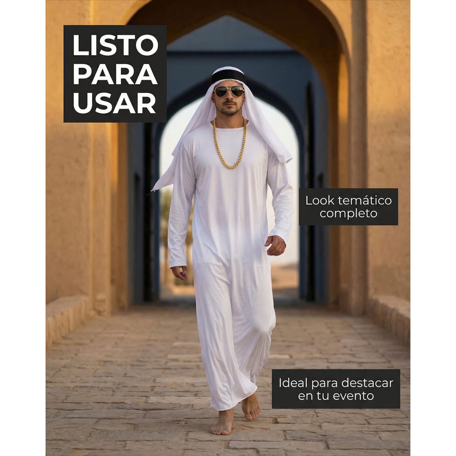 Disfraz Cosplay Jeque Arabe Adulto Halloween Tunica image number 9.0