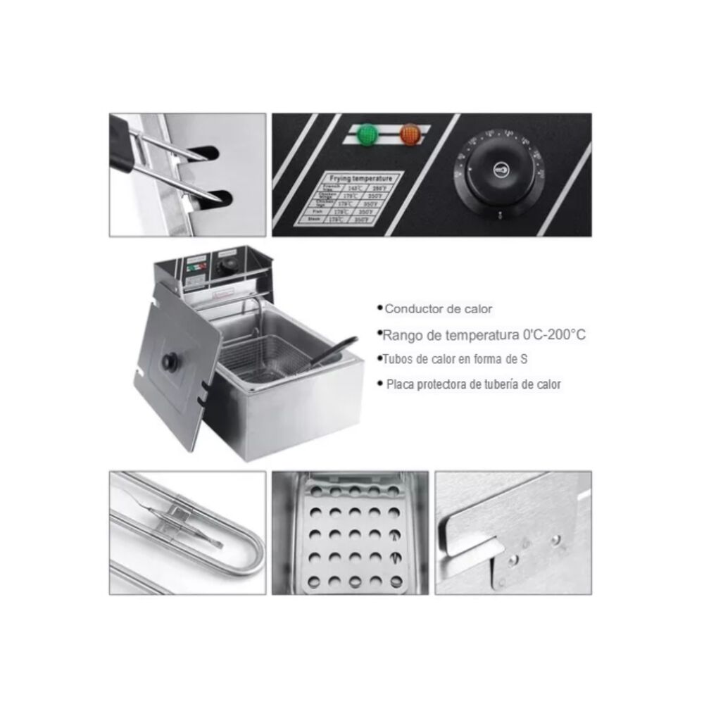 Freidora Eléctrica De Acero Con Tapa - 1 Canasto 6 Litros image number 8.0