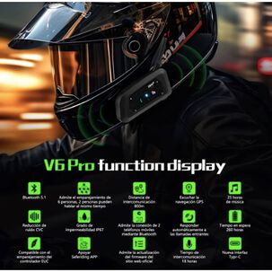 Intercomunicador V6pro Para Casco (2 Unidades)