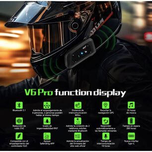 Intercomunicador V6pro Para Casco (2 Unidades)