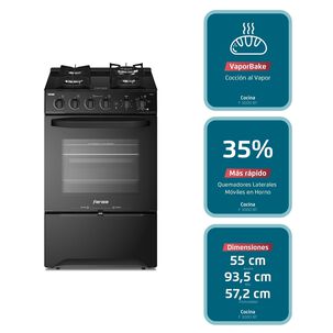 Cocina A Gas 4 Platos Fensa Cubierta Vidrio F 3000 Bt Negra